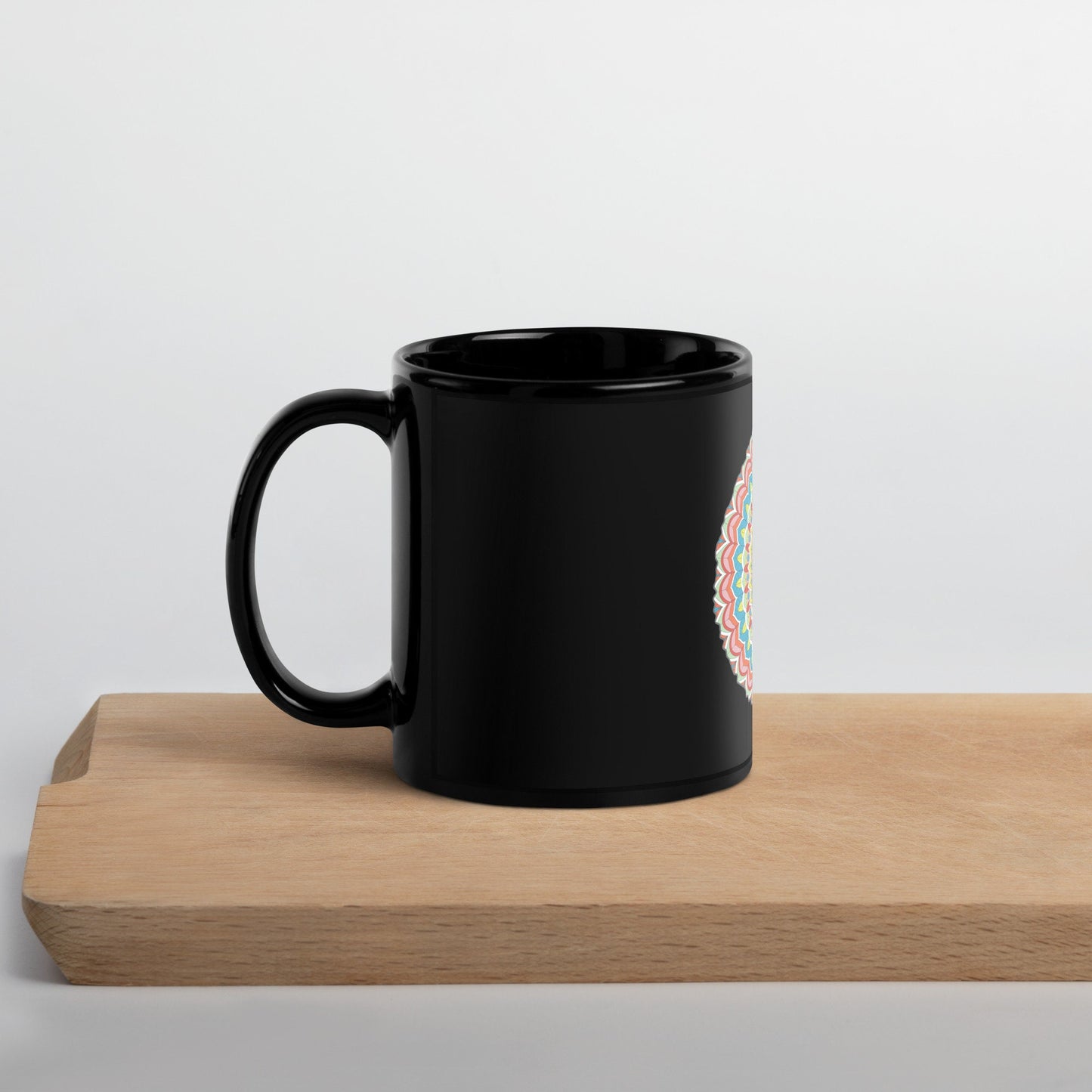 Black Glossy Mug With Rainbow Afro Girl