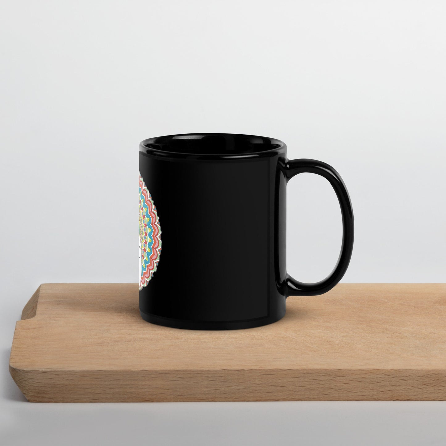 Black Glossy Mug With Rainbow Afro Girl