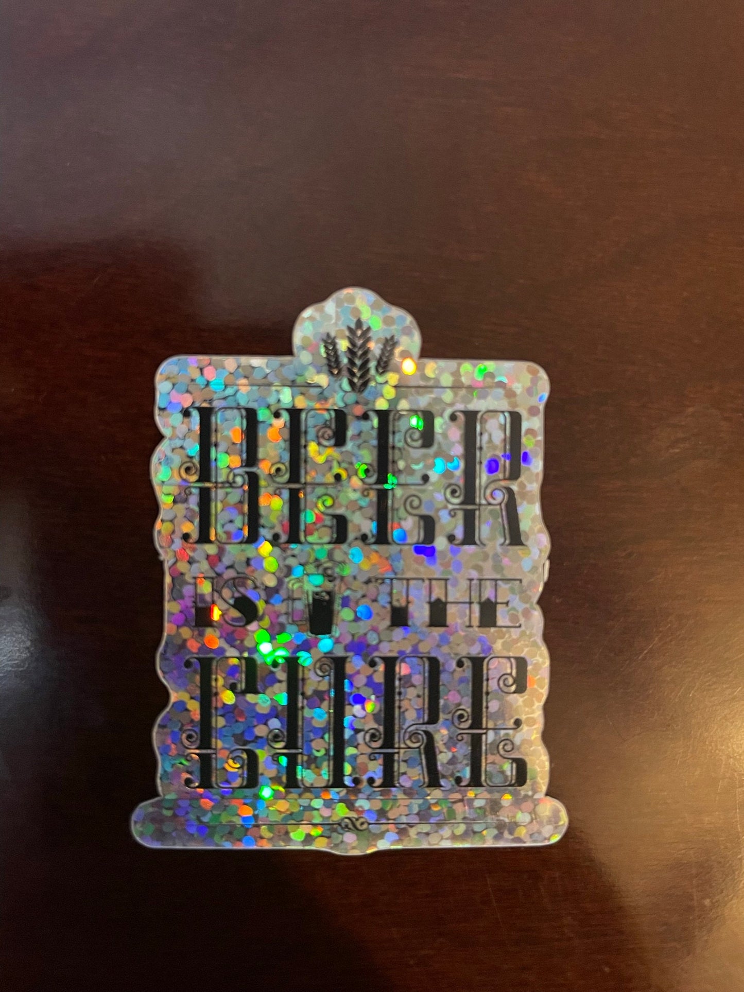 Beer is the Cure Glitter sticker - Perfect for laptops, water bottles and anywhere you can place a sticker
