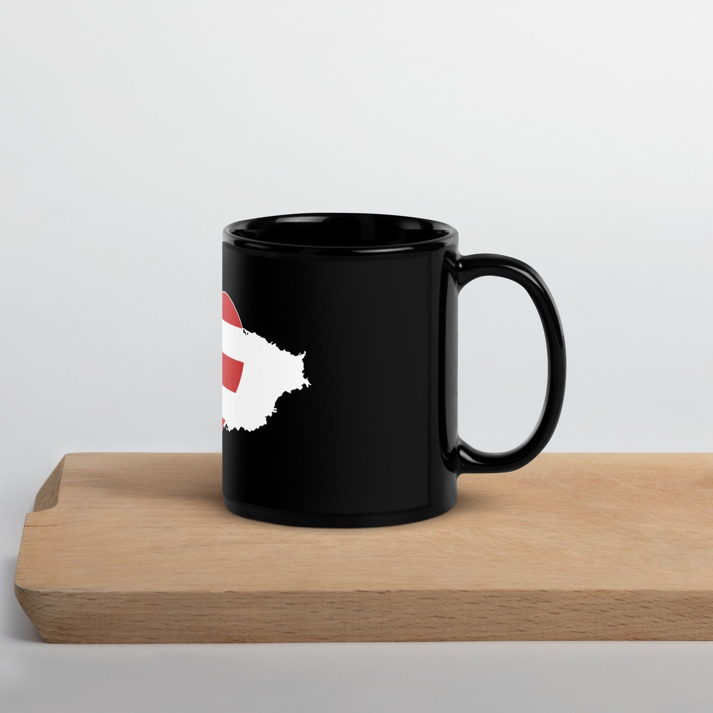 Black Glossy Mug with Puerto Rico Love Icon - Perfect for coffee or tea lovers or any other beverage - cocoa or boba
