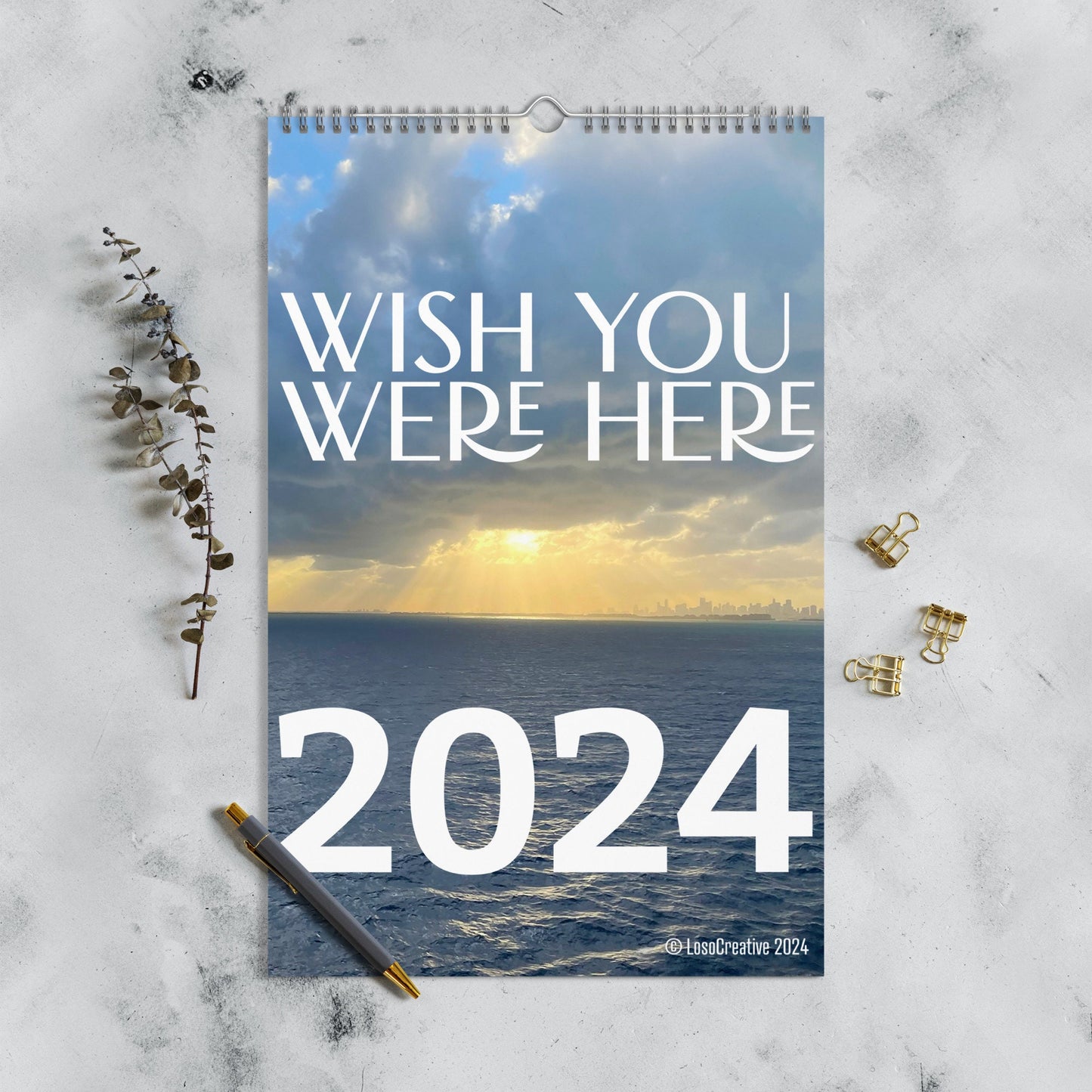 Wall calendar (2024) featuring various vacation photos | Wish you were Here | Let's make memories | best places to see and travel to
