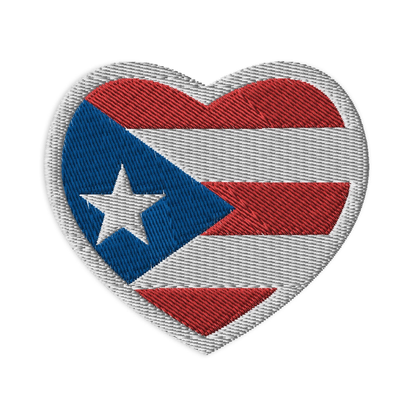 Heart Shaped Embroidered Patch of a Puerto Rican Flag - red white and blue - Patriotic Flags - sewing supplies - Island of enchantment