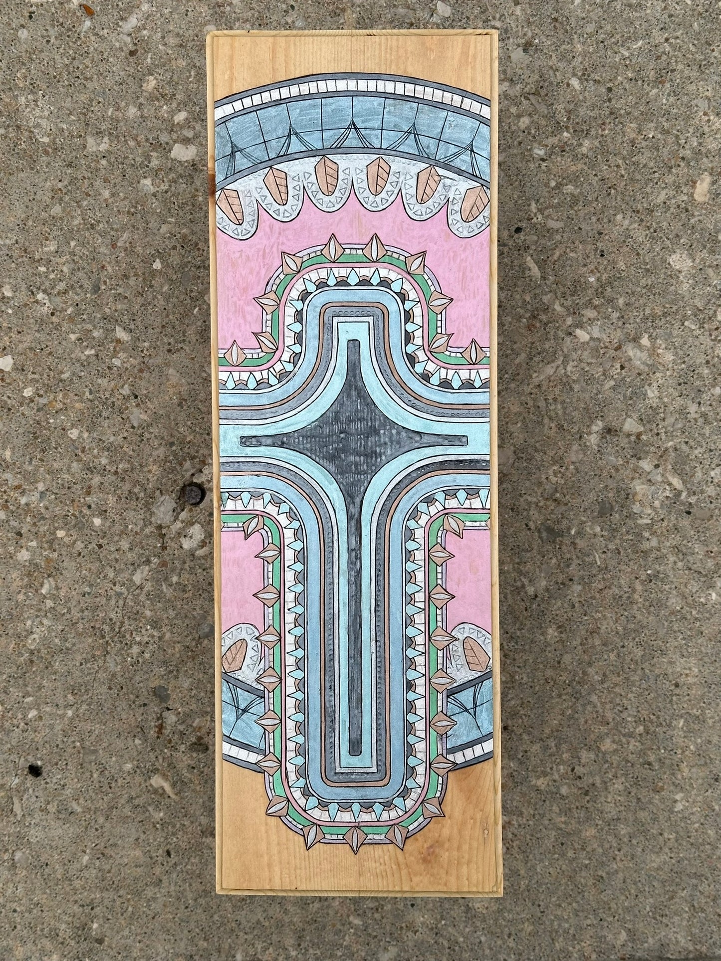 Jesus Christ Cross Mandala Wood Burning