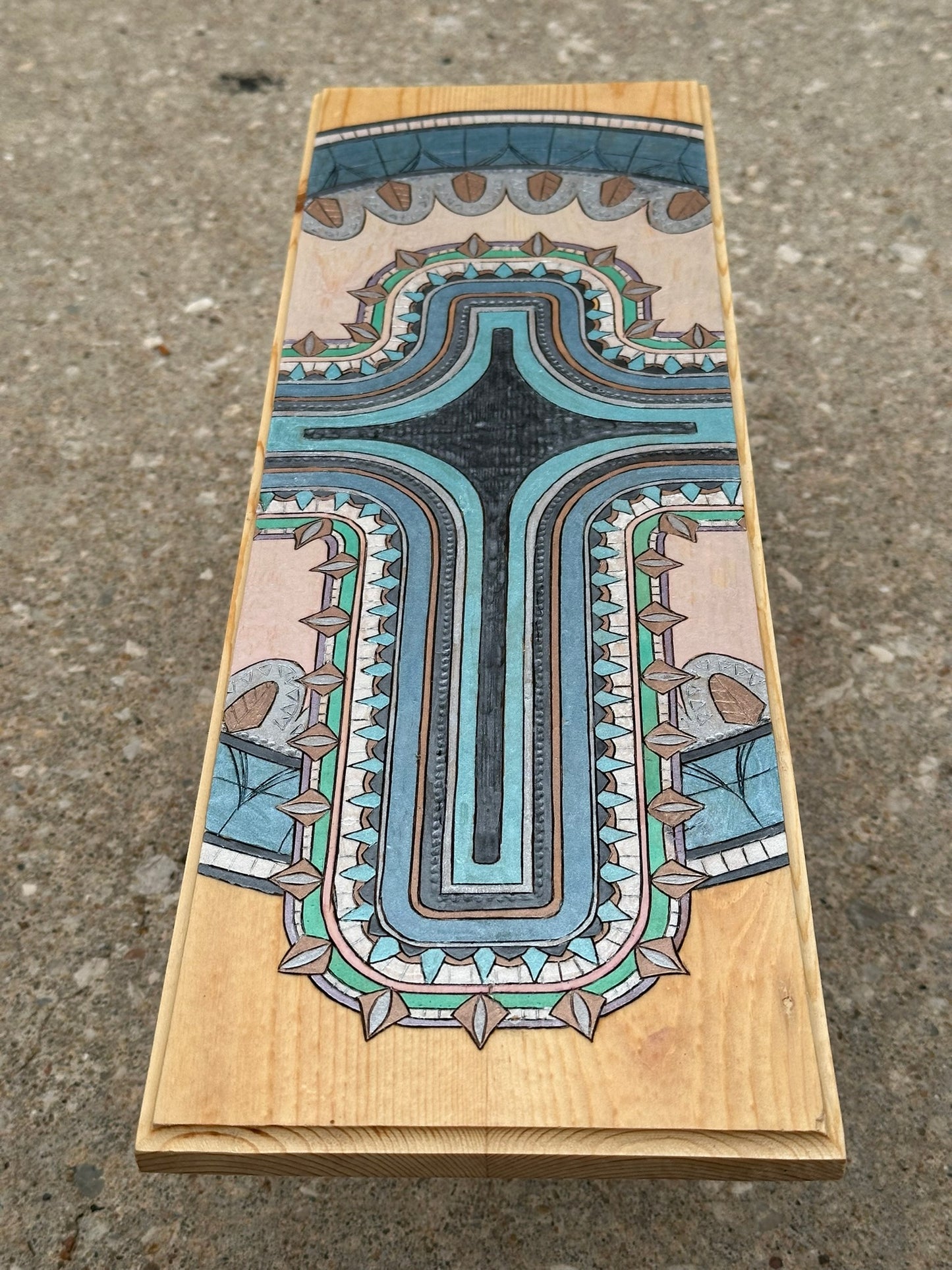 Jesus Christ Cross Mandala Wood Burning