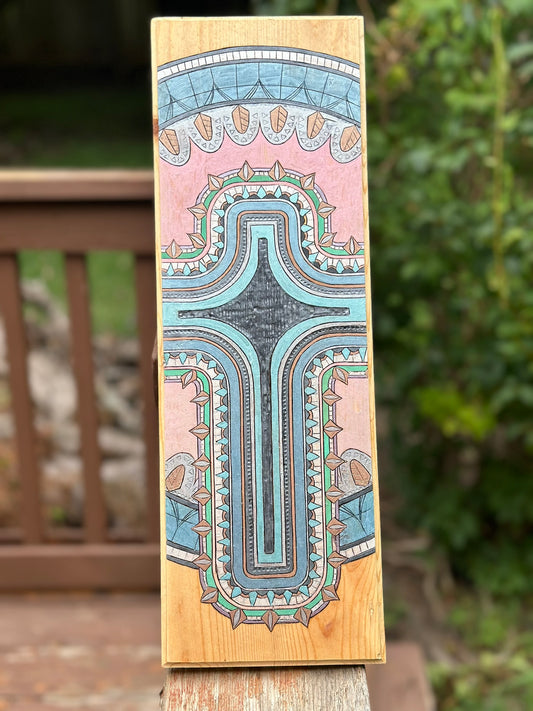 Jesus Christ Cross Mandala Wood Burning