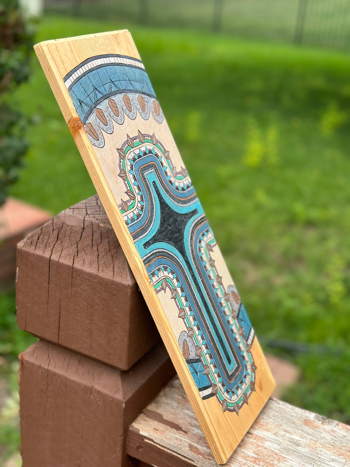 Jesus Christ Cross Mandala Wood Burning