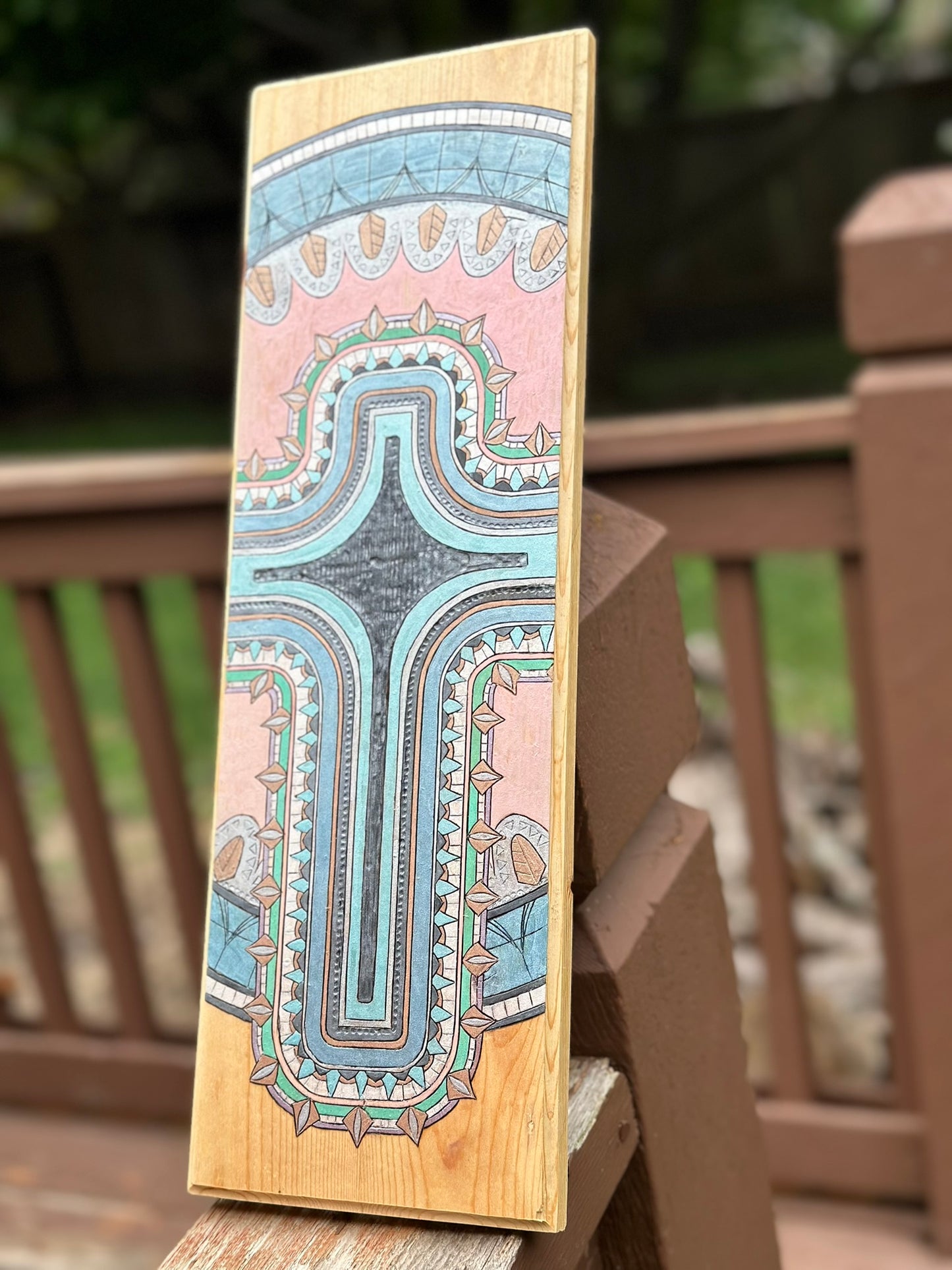 Jesus Christ Cross Mandala Wood Burning