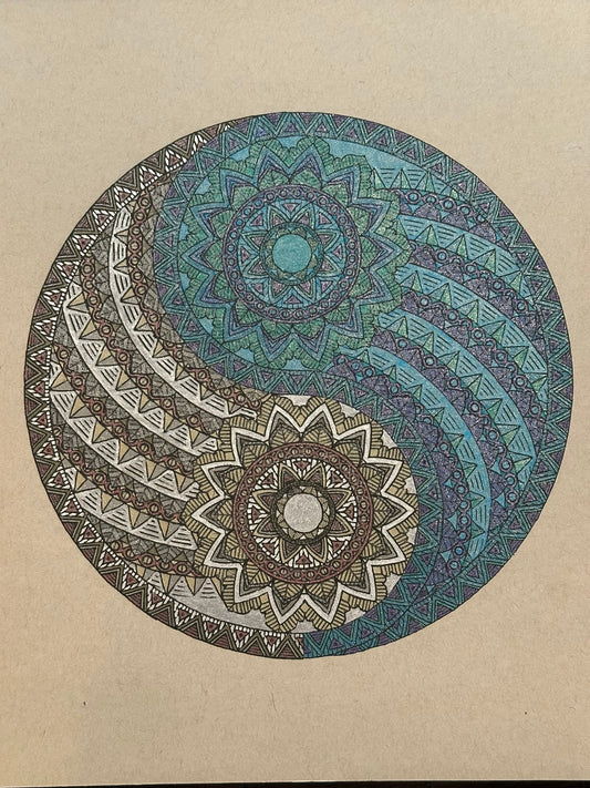 Ying Yang Mandala Print