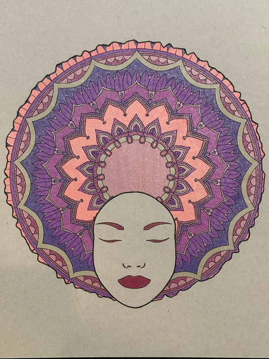 Bright Hair Mandala Print
