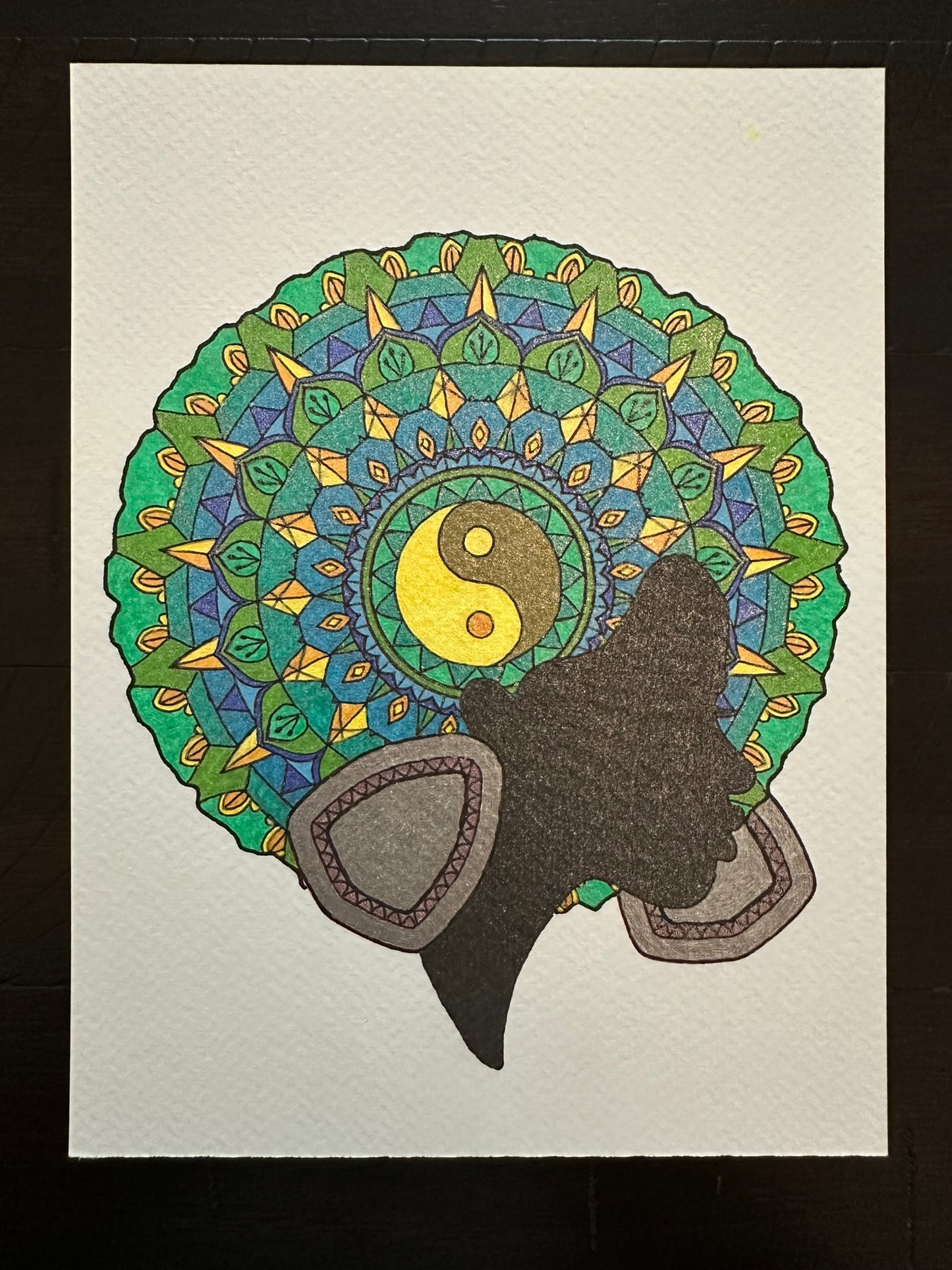 Green Haired Woman Mandala Print