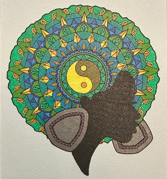 Green Haired Woman Mandala Print