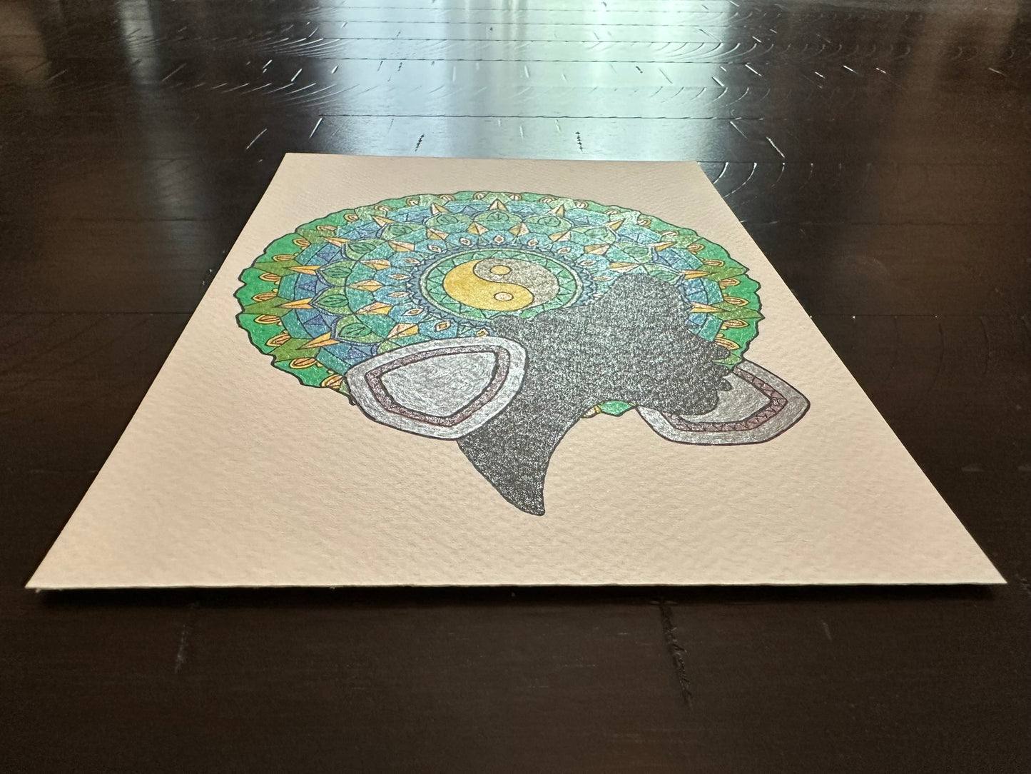 Green Haired Woman Mandala Print