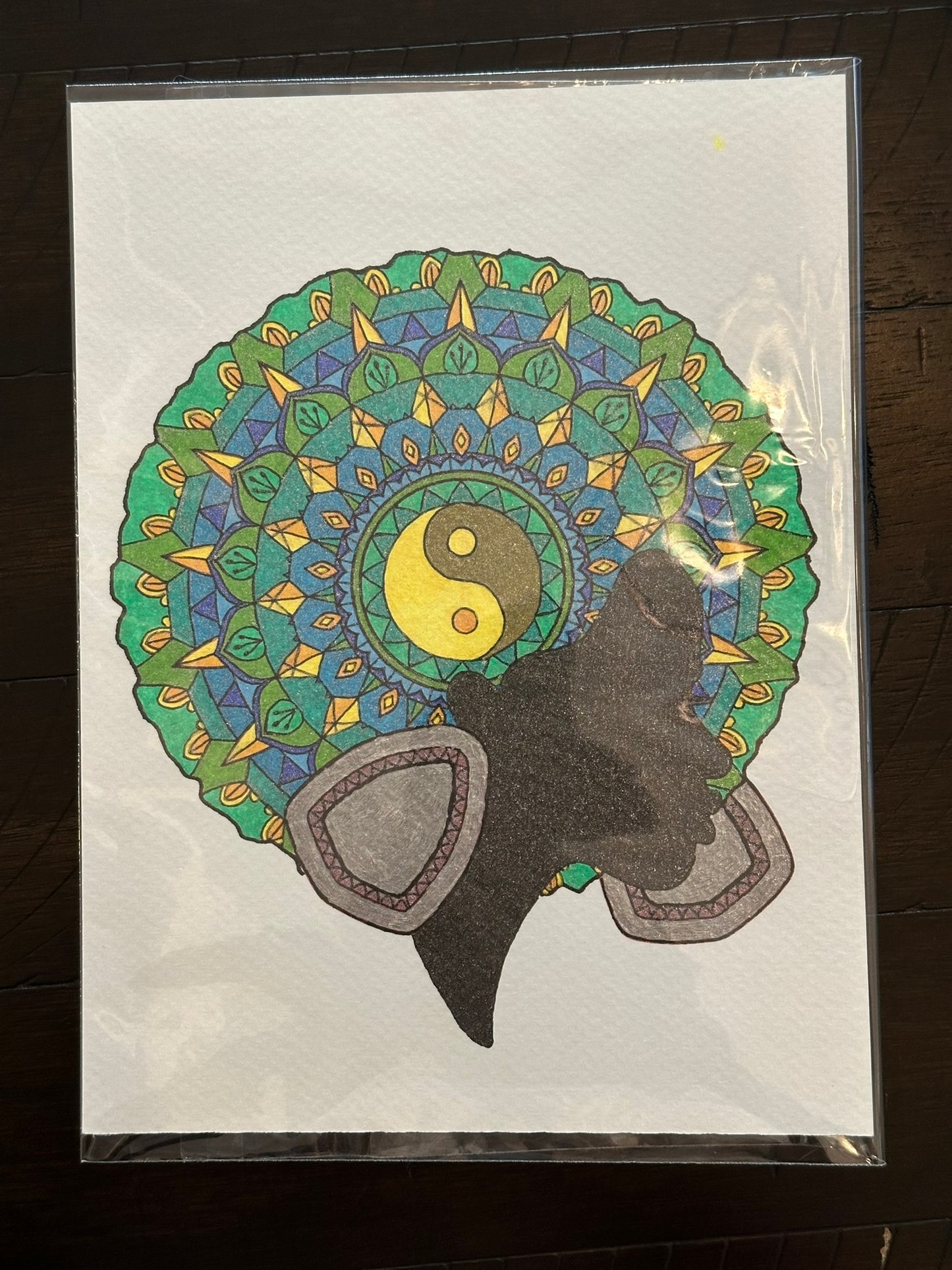 Green Haired Woman Mandala Print