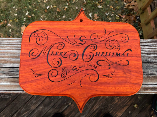 Christmas Wood Burned Sign that can be used as a cutting board - Can be used as a decoration or a charcuterie board - A very hard wood