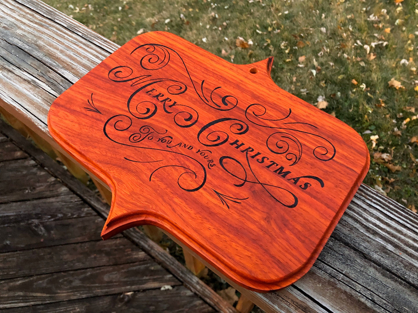 Christmas Wood Burned Sign that can be used as a cutting board - Can be used as a decoration or a charcuterie board - A very hard wood