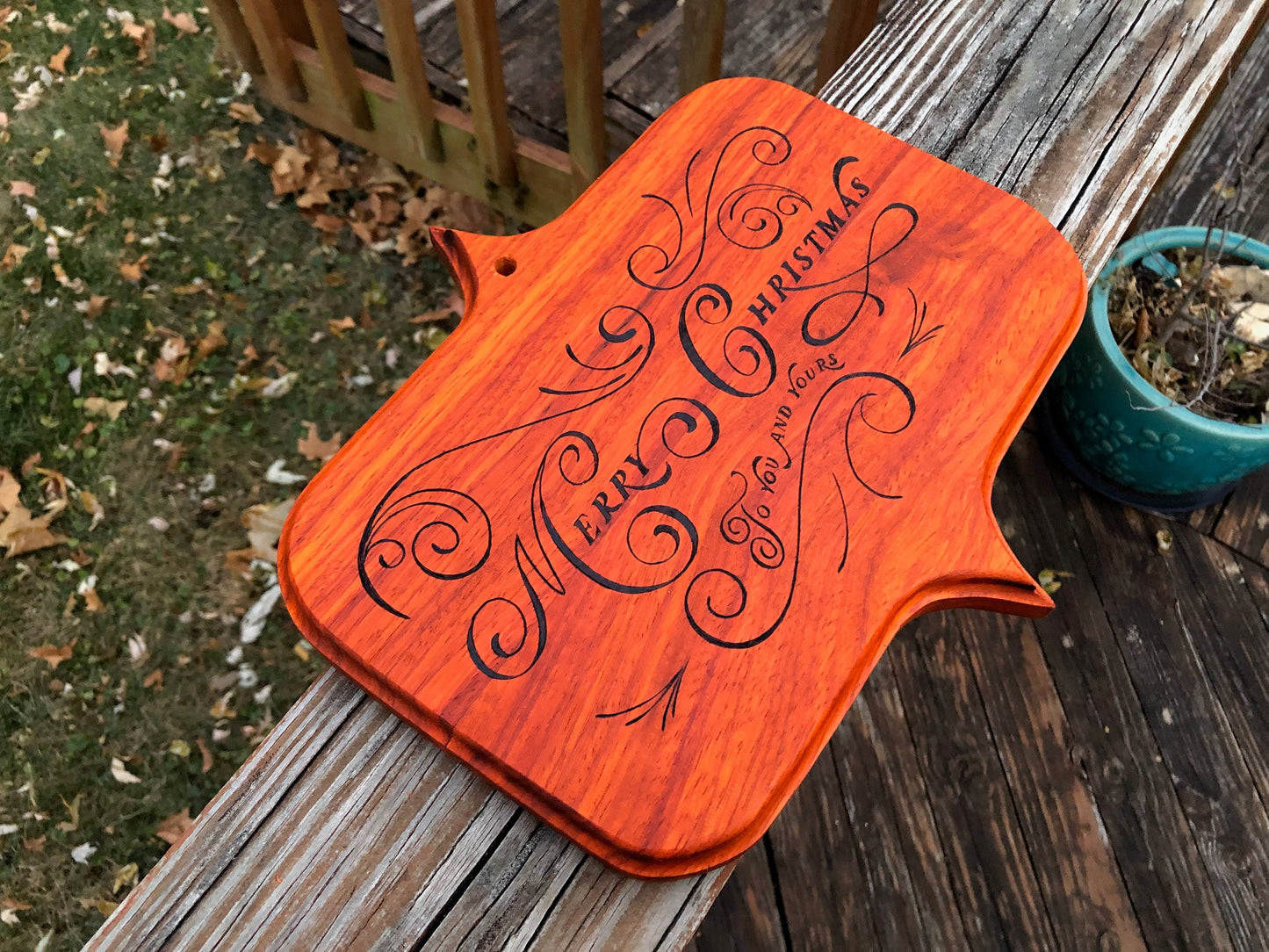 Christmas Wood Burned Sign that can be used as a cutting board - Can be used as a decoration or a charcuterie board - A very hard wood