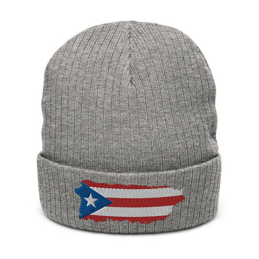 Ribbed knit beanie with the Island of Puerto Rico Logo - available in 5 colors - get ready to be stylish in the cold and stay warm!
