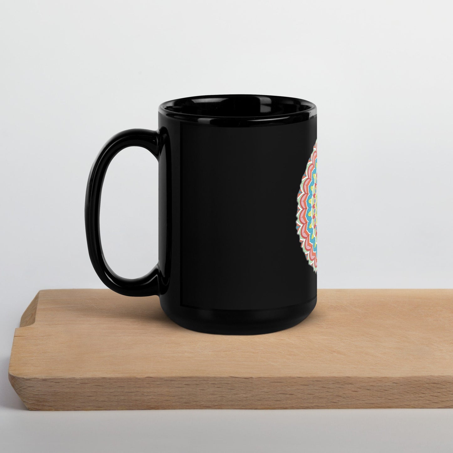 Black Glossy Mug With Rainbow Afro Girl