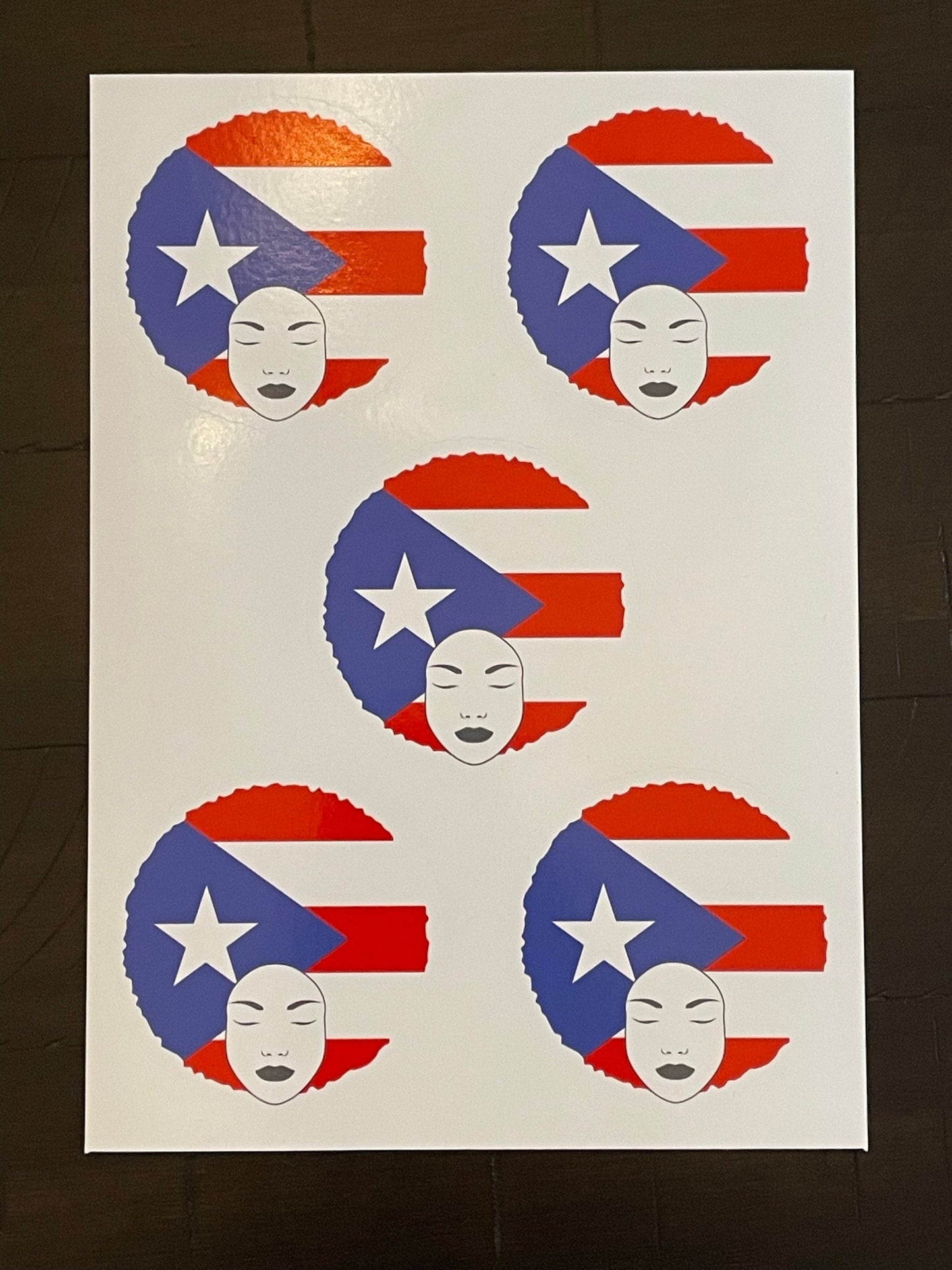 Sticker sheet of Puerto Rican girl | Peace love and harmony | Love for the island of enchantment | beautiful woman with PR flag in her hair