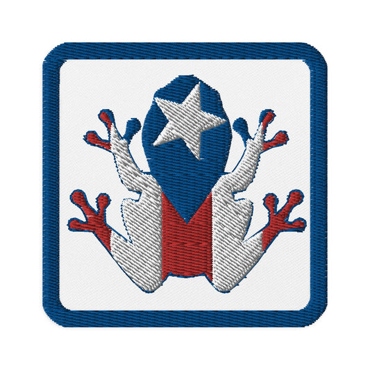 Embroidered patches with Coqui Frog Design