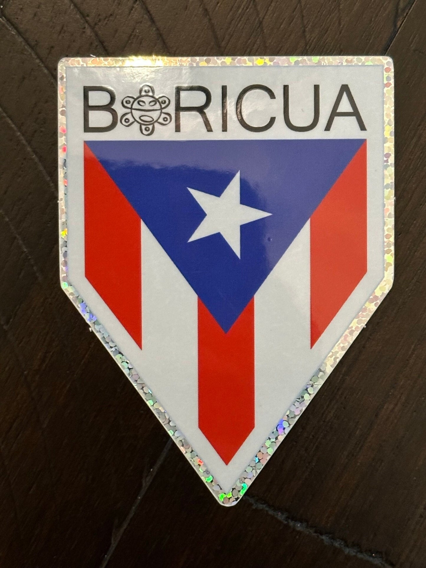 Puerto Rico Decal - Glitter paper - Boricua - Taino Artwork of the PR flag going vertically showing Carribean island pride