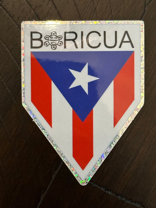 Puerto Rico Decal - Glitter paper - Boricua - Taino Artwork of the PR flag going vertically showing Carribean island pride