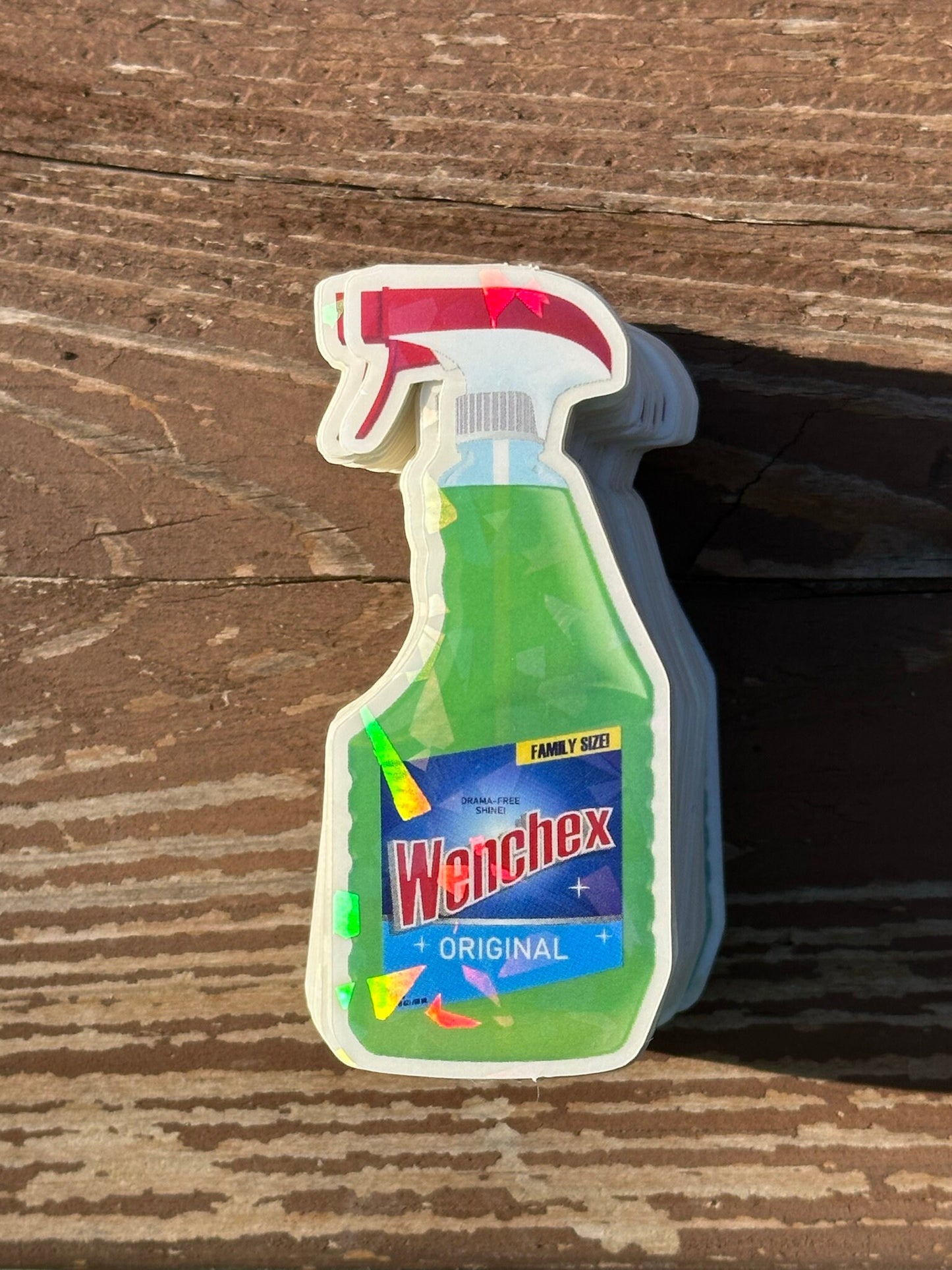 Clear Stickers of Green Cleaner with Cracked Ice Effect - Get rid of wenches - funny and snarky - View at different angles to see the effect