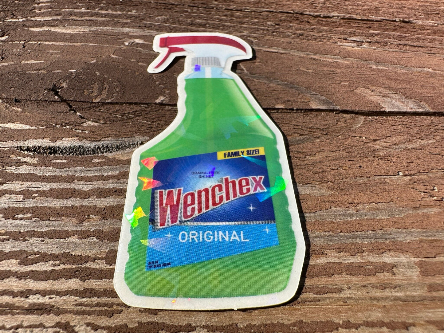 Clear Stickers of Green Cleaner with Cracked Ice Effect - Get rid of wenches - funny and snarky - View at different angles to see the effect