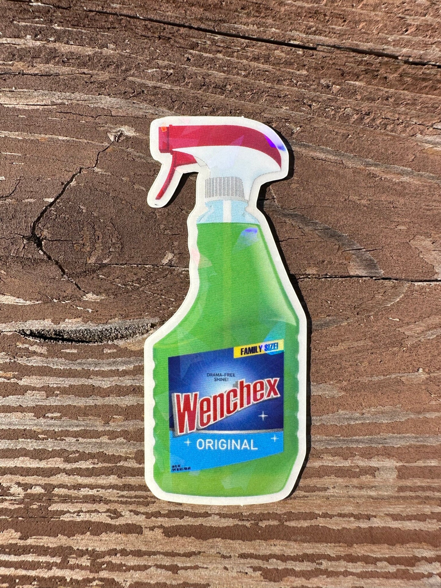 Clear Stickers of Green Cleaner with Cracked Ice Effect - Get rid of wenches - funny and snarky - View at different angles to see the effect