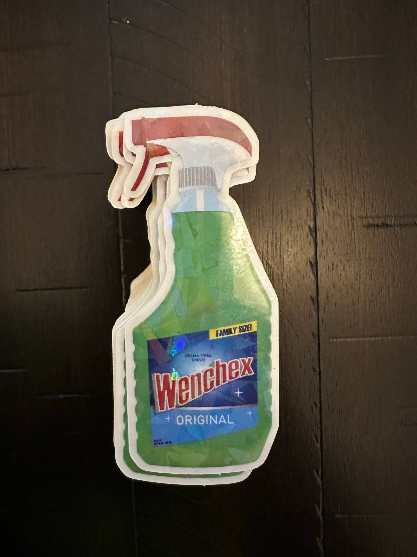 Clear Stickers of Green Cleaner with Cracked Ice Effect - Get rid of wenches - funny and snarky - View at different angles to see the effect