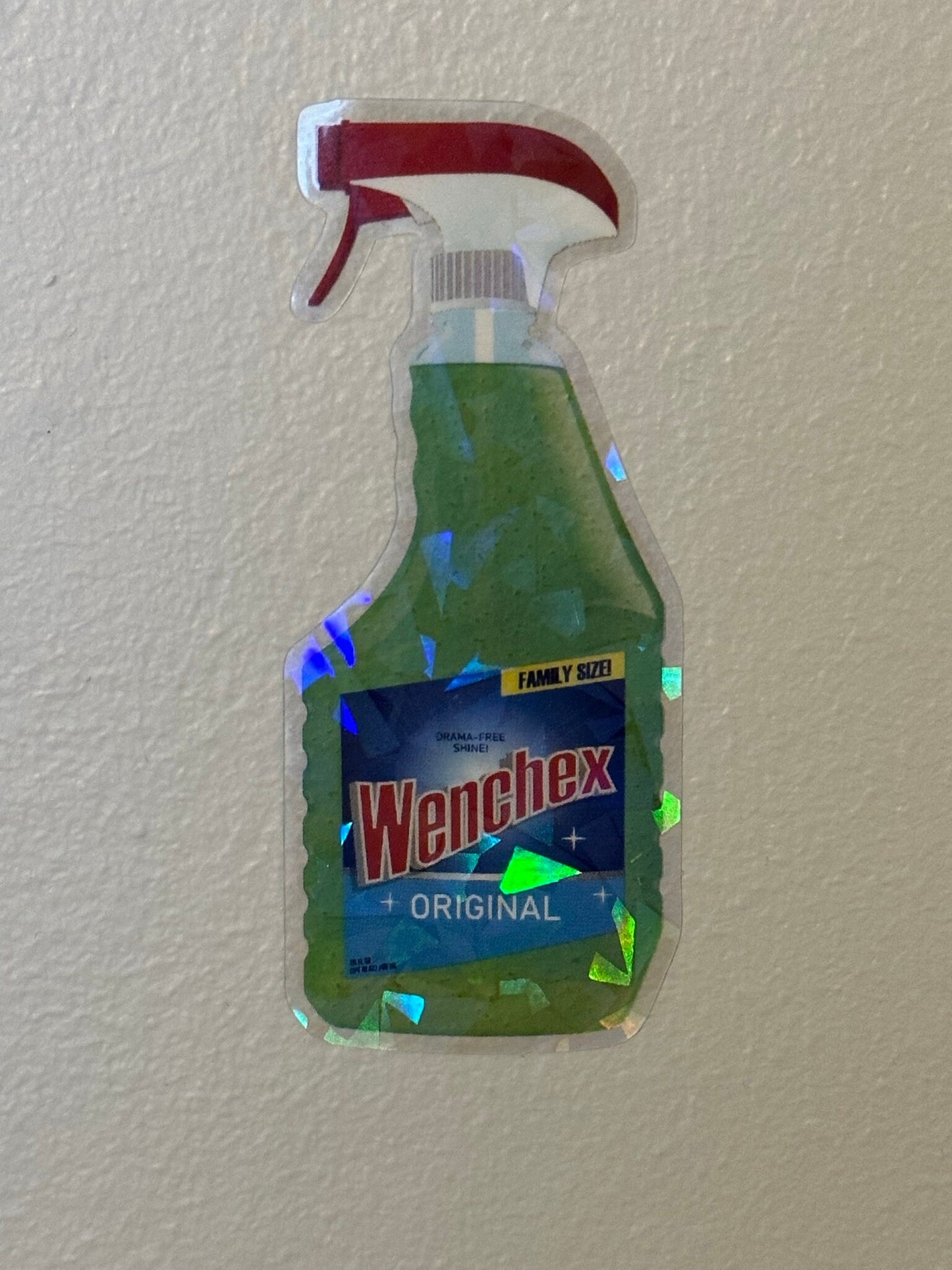 Clear Stickers of Green Cleaner with Cracked Ice Effect - Get rid of wenches - funny and snarky - View at different angles to see the effect