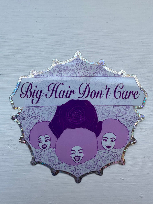 Glitter Stickers Featuring Ladies with Carefree attitude - Big Hair Don't Care - Rose lavender Mandala with floral illustrations