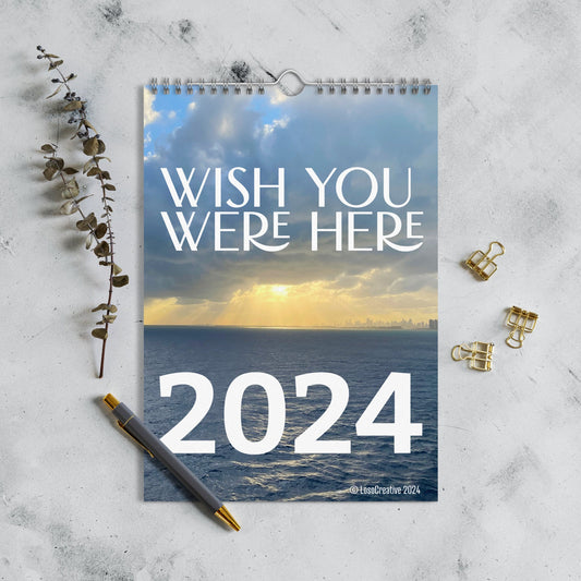 Wall calendar (2024) featuring various vacation photos | Wish you were Here | Let's make memories | best places to see and travel to