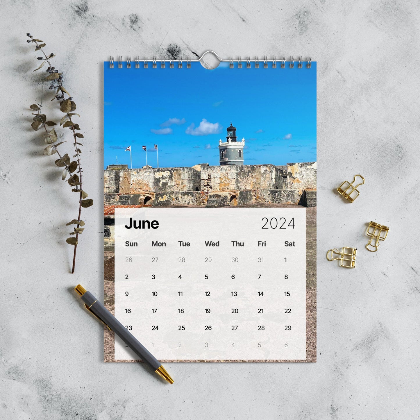 Wall calendar (2024) featuring various vacation photos | Wish you were Here | Let's make memories | best places to see and travel to