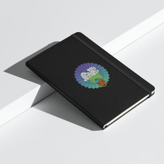 Hardcover bound notebook with Mandala Hair Artwork | Big Hair Don't Care | a beautiful woman depicted with a mandala in her hair