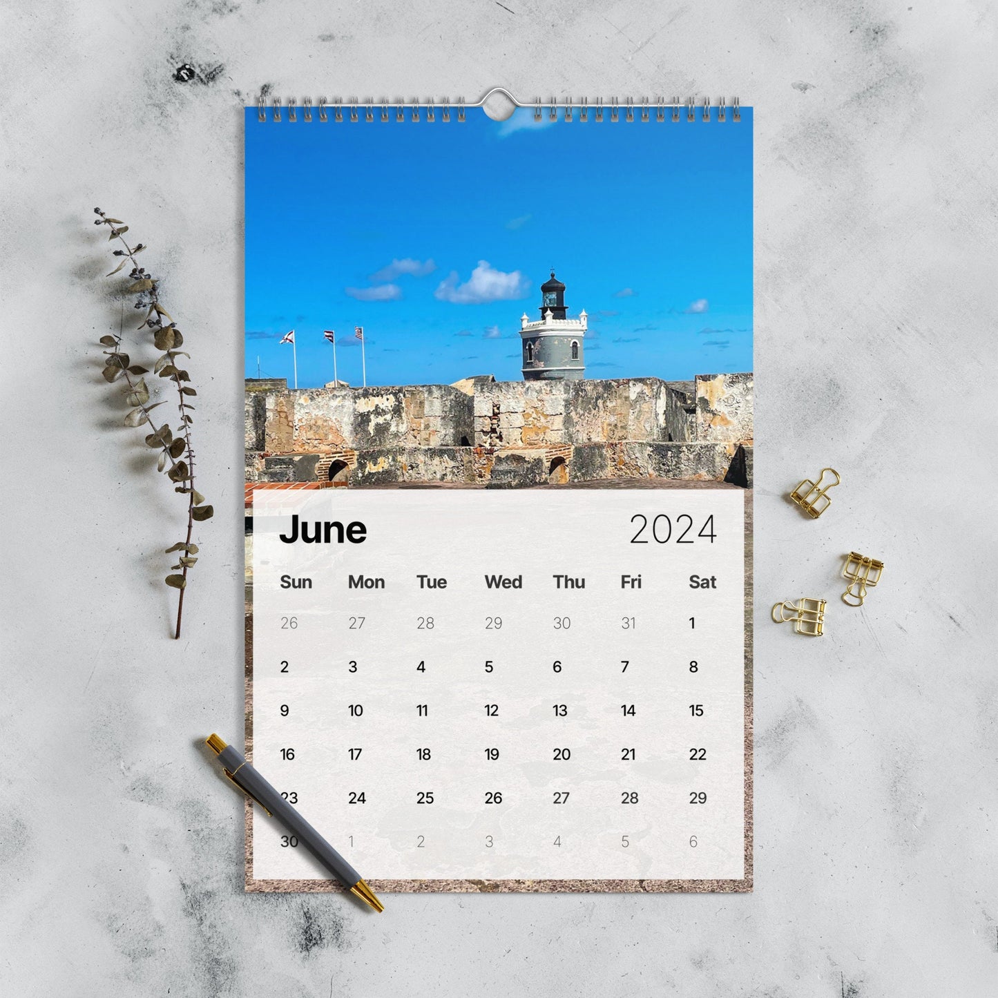 Wall calendar (2024) featuring various vacation photos | Wish you were Here | Let's make memories | best places to see and travel to